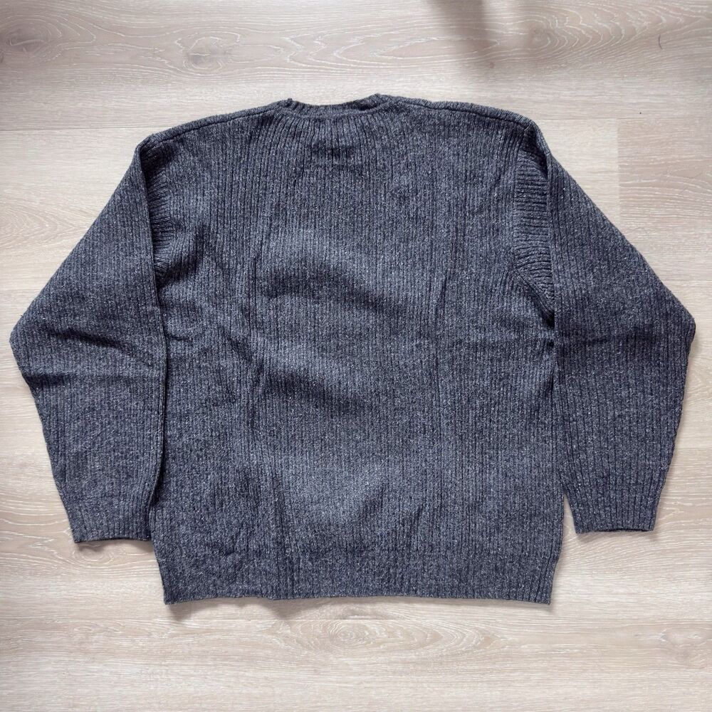 VTG 90s Eddie Bauer Ribbed Sweater L Wool Cotton Charcoal Gray Heather Coastal - Picture 3 of 12